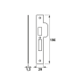 Sluitplaat AXA 7421 t.b.v. insteekslot 7421 of 7426 - PC 55 - DR. 2+4 - Rechthoekig - RVS