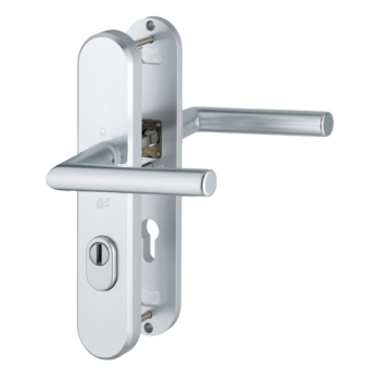 Hoppe Stockholm veiligheidsbeslag kruk/kruk - aluminium F1 - PC55 met kerntrekbeveiliging (afgerond) - SKG***