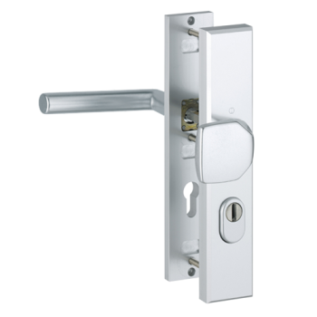 Hoppe Amsterdam veiligheidsbeslag knop/kruk - aluminium F1 - PC55 RS met kerntrekbeveiliging (rechthoekig) - SKG***
