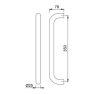 Hoppe deurgreep U-ronde buis recht deluxe BA01 - 350 mm RVS