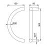 Hoppe deurgreep D-ronde buis verkropt deluxe BA11 - 300 mm RVS