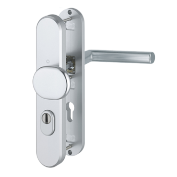 Hoppe Amsterdam veiligheidsbeslag knop/kruk - aluminium F1 - PC55 LS met kerntrekbeveiliging (afgerond) - SKG***