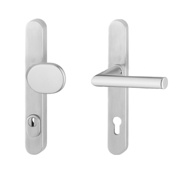 Hoppe Amsterdam smalschild knop/kruk - aluminium F1 - PC92 LS met kerntrekbeveiliging (afgerond) - SKG***