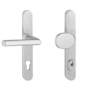 Hoppe Amsterdam smalschild knop/kruk - aluminium F1 - PC55 RS met kerntrekbeveiliging (afgerond) - SKG***