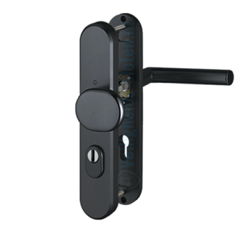 Hoppe Amsterdam veiligheidsbeslag knop/kruk PC55 LS met kerntrekbeveiliging - zwart (afgerond) - SKG***