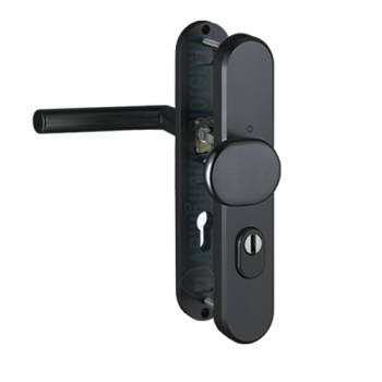 Hoppe Amsterdam veiligheidsbeslag knop/kruk PC92 RS met kerntrekbeveiliging - zwart (afgerond) - SKG***