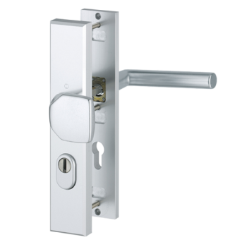 Hoppe Amsterdam veiligheidsbeslag knop/kruk - aluminium F1 - PC55 LS met kerntrekbeveiliging (rechthoekig) - SKG***