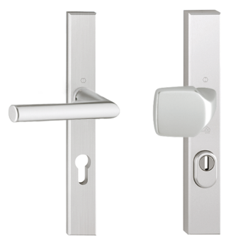 Hoppe Amsterdam smalschild knop/kruk - aluminium F1 - PC55 RS met kerntrekbeveiliging (rechthoekig) - SKG***