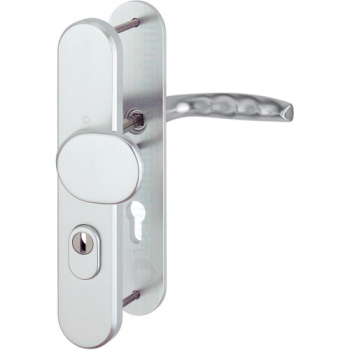 Hoppe Atlanta veiligheidsbeslag knop/kruk - aluminium F1 - PC55 LS met kerntrekbeveiliging (afgerond) - SKG***