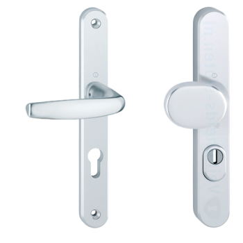 Hoppe Atlanta smalschild knop/kruk F1 PC92 RS met kerntrekbeveiliging (afgerond) - SKG***