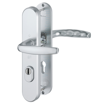 Hoppe Atlanta veiligheidsbeslag kruk/kruk - aluminium F1 - PC92 met kerntrekbeveiliging (afgerond) - SKG***