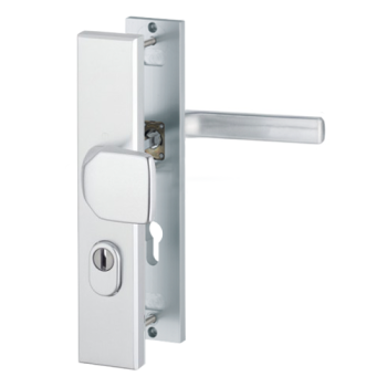 Hoppe Dallas veiligheidsbeslag knop/kruk - aluminium F1 - PC92 LS  met kerntrekbeveiliging (rechthoekig) - SKG***