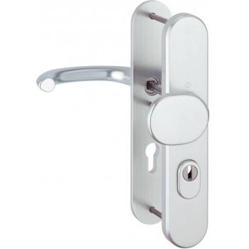 Hoppe Marseille veiligheidsbeslag knop/kruk - aluminium F1 - PC55 RS met kerntrekbeveiliging (afgerond) - SKG*** 