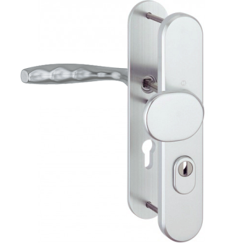 Hoppe New York veiligheidsbeslag knop/kruk - aluminium F1 - PC92 RS met kerntrekbeveiliging (afgerond) - SKG***