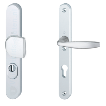 Hoppe New York smalschild knop/kruk - aluminium F1 - PC55 LS met kerntrekbeveiliging (afgerond) - SKG***
