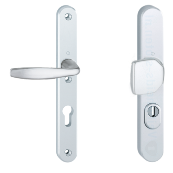 Hoppe New York smalschild knop/kruk - aluminium F1 - PC92 RS met kerntrekbeveiliging (afgerond) - SKG***