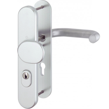 Hoppe Paris veiligheidsbeslag knop/kruk - aluminium F1 - PC55 LS met kerntrekbeveiliging (afgerond) - SKG***