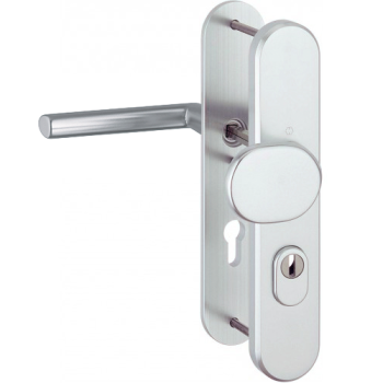 Hoppe Stockholm veiligheidsbeslag knop/kruk - aluminium F1 - PC55 RS met kerntrekbeveiliging (afgerond) - SKG***