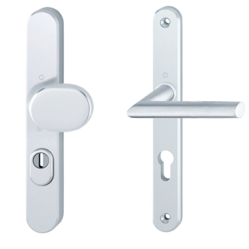 Hoppe Stockholm smalschild knop/kruk - aluminium F1 - PC92 LS met kerntrekbeveiliging (afgerond) - SKG***