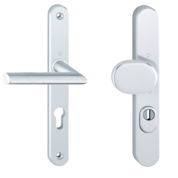 Hoppe Stockholm smalschild knop/kruk - aluminium F1 - PC92 RS met kerntrekbeveiliging (afgerond) - SKG***