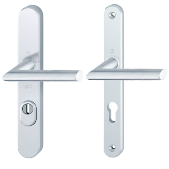 Hoppe Stockholm smalschild kruk/kruk - aluminium F1 - PC72 met kerntrekbeveiliging (afgerond) - SKG***