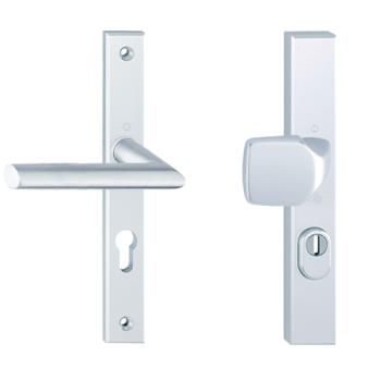Hoppe Stockholm smalschild knop/kruk - aluminium F1 - PC72 RS met kerntrekbeveiliging (rechthoekig) - SKG***
