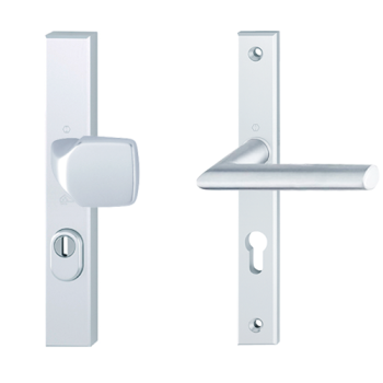 Hoppe Stockholm smalschild knop/kruk - aluminium F1 - PC55 LS met kerntrekbeveiliging (rechthoekig) - SKG***