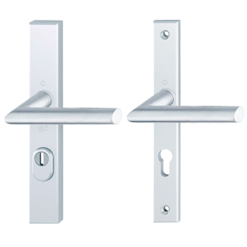 Hoppe Stockholm smalschild kruk/kruk - aluminium F1 - PC55 met kerntrekbeveiliging (rechthoekig) - SKG***