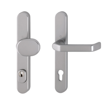 Hoppe smalschild knop/kruk met kerntrekbeveiliging RVS look (afgerond) - SKG***