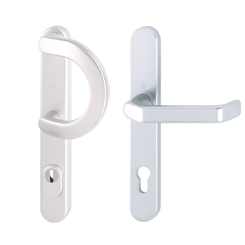 Hoppe smalschild greep/kruk met kerntrekbeveiliging aluminium (afgerond) - SKG***