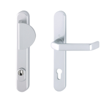Hoppe smalschild duwer/kruk met kerntrekbeveiliging aluminium (afgerond) - SKG***