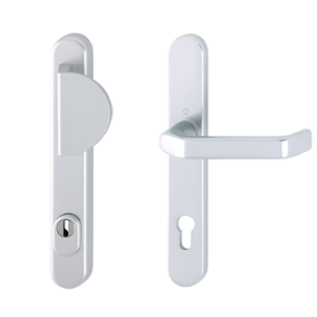 Hoppe smalschild duwer/kruk met kerntrekbeveiliging aluminium (afgerond) - SKG***