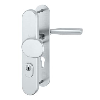 Hoppe Vitoria veiligheidsbeslag knop/kruk - aluminium F1 -PC92 LS met kerntrekbeveiliging (afgerond) - SKG***