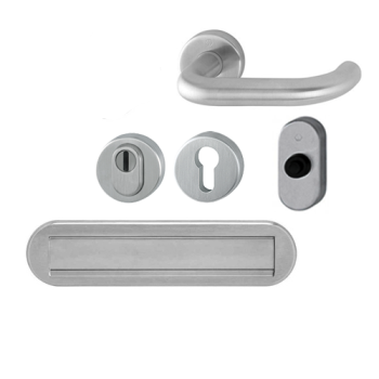 Hoppe Paris voordeurset met kerntrekbeveiliging (rond) RVS - DD76-78 mm - briefplaat naar buitendraaiend - SKG***