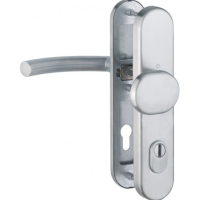 Hoppe Trondheim veiligheidsbeslag knop/kruk F69 PC55 RS met kerntrekbeveiliging RVS (afgerond) - SKG***