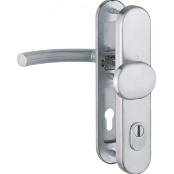 Hoppe Trondheim veiligheidsbeslag knop/kruk F69 PC55 RS met kerntrekbeveiliging RVS (afgerond) - SKG***