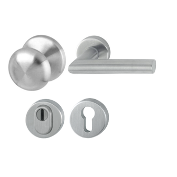 Hoppe Amsterdam rozetbeslag knop/kruk met kerntrekbeveiliging RVS (rond) DD38-42 mm - SKG***