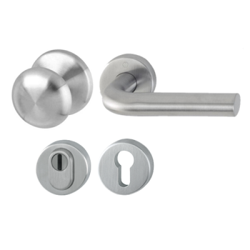 Hoppe Bonn rozetbeslag knop/kruk met kerntrekbeveiliging RVS (rond) DD76-78 mm - SKG***