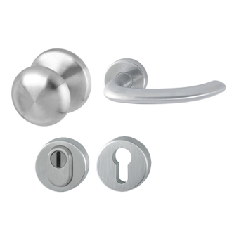 Hoppe Marseille rozetbeslag knop/kruk met kerntrekbeveiliging RVS (rond) DD54-74 mm - SKG***