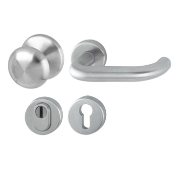 Hoppe Paris rozetbeslag knop/kruk met kerntrekbeveiliging RVS (rond) DD54-74 mm - SKG***