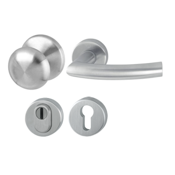 Hoppe Trondheim rozetbeslag knop/kruk met kerntrekbeveiliging RVS (rond) DD38-42 mm - SKG***