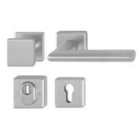 Hoppe Stockholm rozetbeslag knop/kruk met kerntrekbeveiliging RVS (rechthoekig) DD38-42 mm - SKG***