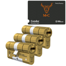 *M&C Condor cilinder met kerntrekbeveiliging - SKG*** Messing (3x)