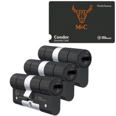 *M&C Condor cilinder met kerntrekbeveiliging - SKG*** Zwart (3x)