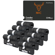 *M&C Condor cilinder met kerntrekbeveiliging - SKG*** Zwart (8x)