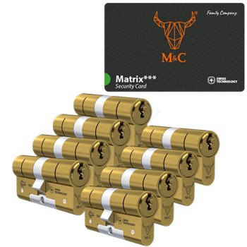 M&C Matrix cilinder met kerntrekbeveiliging (8x) - messing - SKG***