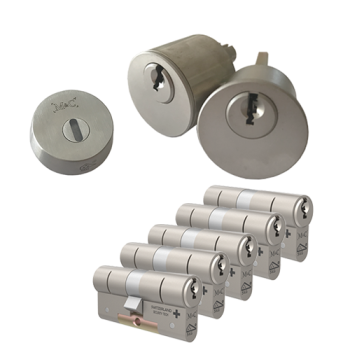 Ombouwset met RVS kerntrekrozet + M&C Matrix cilinder (5x) - SKG***