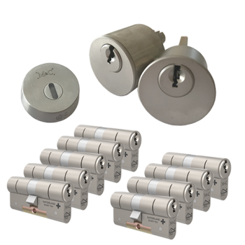 Ombouwset met RVS kerntrekrozet + M&C Matrix cilinder (9x) - SKG***