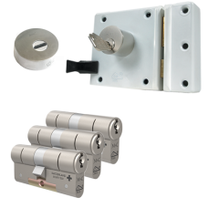Oplegslot met RVS kerntrekrozet + M&C Matrix cilinder (3x) - SKG*** Oplegslot met RVS kerntrekrozet + M&C Matrix cilinder (3x) - SKG***