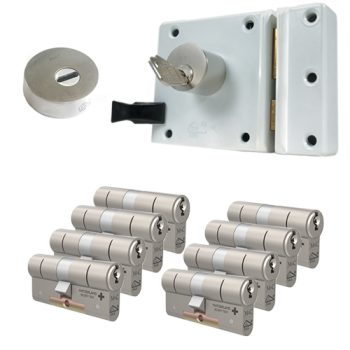 Oplegslot met RVS kerntrekrozet + M&C Matrix cilinder (8x) - SKG***